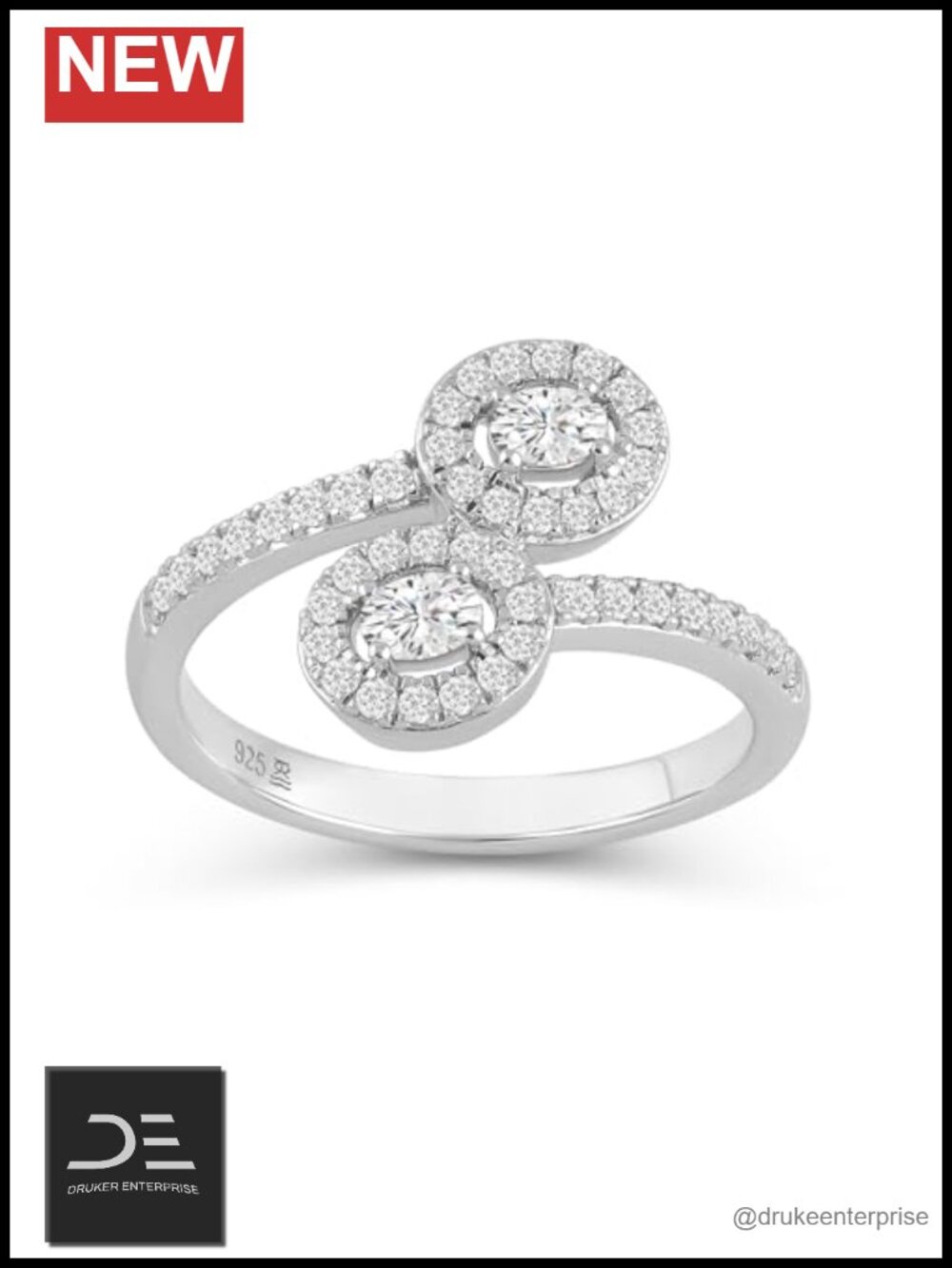 925 Sterling Silver 0.50 CTW Lab Grown Diamond Stackable Open Twist Ring Women